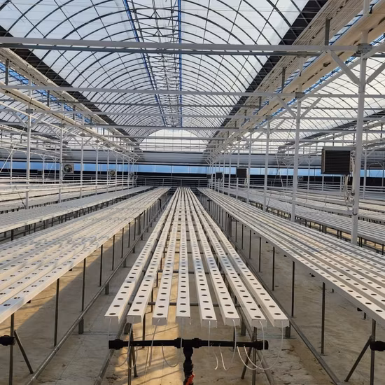 Hydroponics System with Indoor and Outdoor Nft Channels Tower for Greenhouse Vegetable Outside/Inside Shading Heater Exhaust Fan